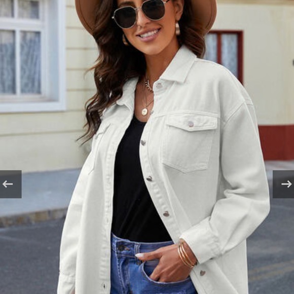 Jackets & Blazers - Off White Denim Raw Hem Jean Jacket Size Medium Cream Button & Pocket Jacket